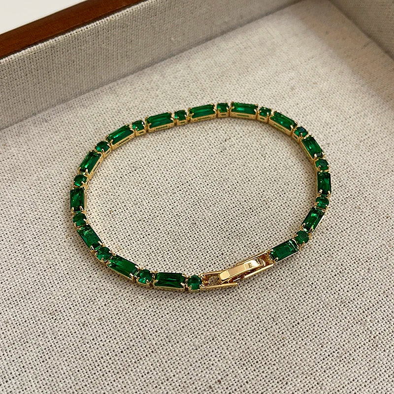 French Luxury Green Zircon Bracelet