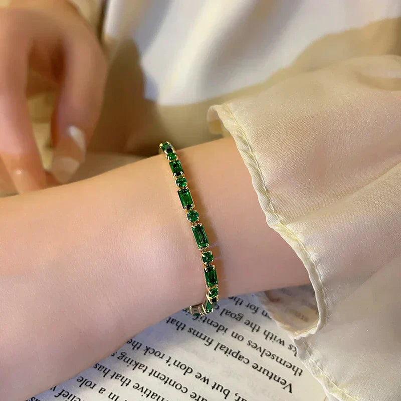 French Luxury Green Zircon Bracelet