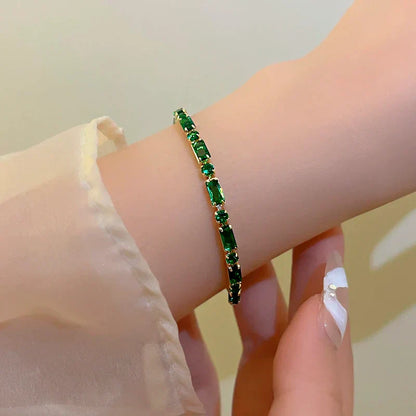 French Luxury Green Zircon Bracelet