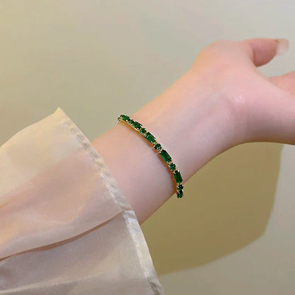 French Luxury Green Zircon Bracelet