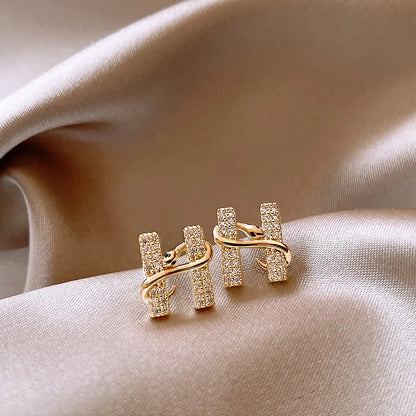 "Design Sense Gold Color Snake Wrapped Letters Stud Earrings"
