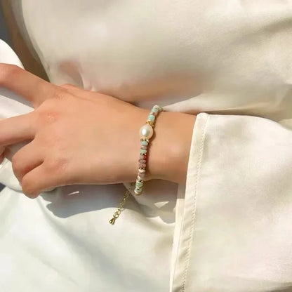 Natural Stone & Pearl Bead Bracelet